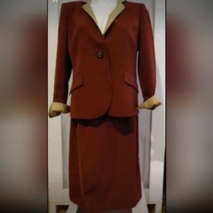 Kasper -Rose colored dress jacket with tan lining and matching Skirt -Sz 6P